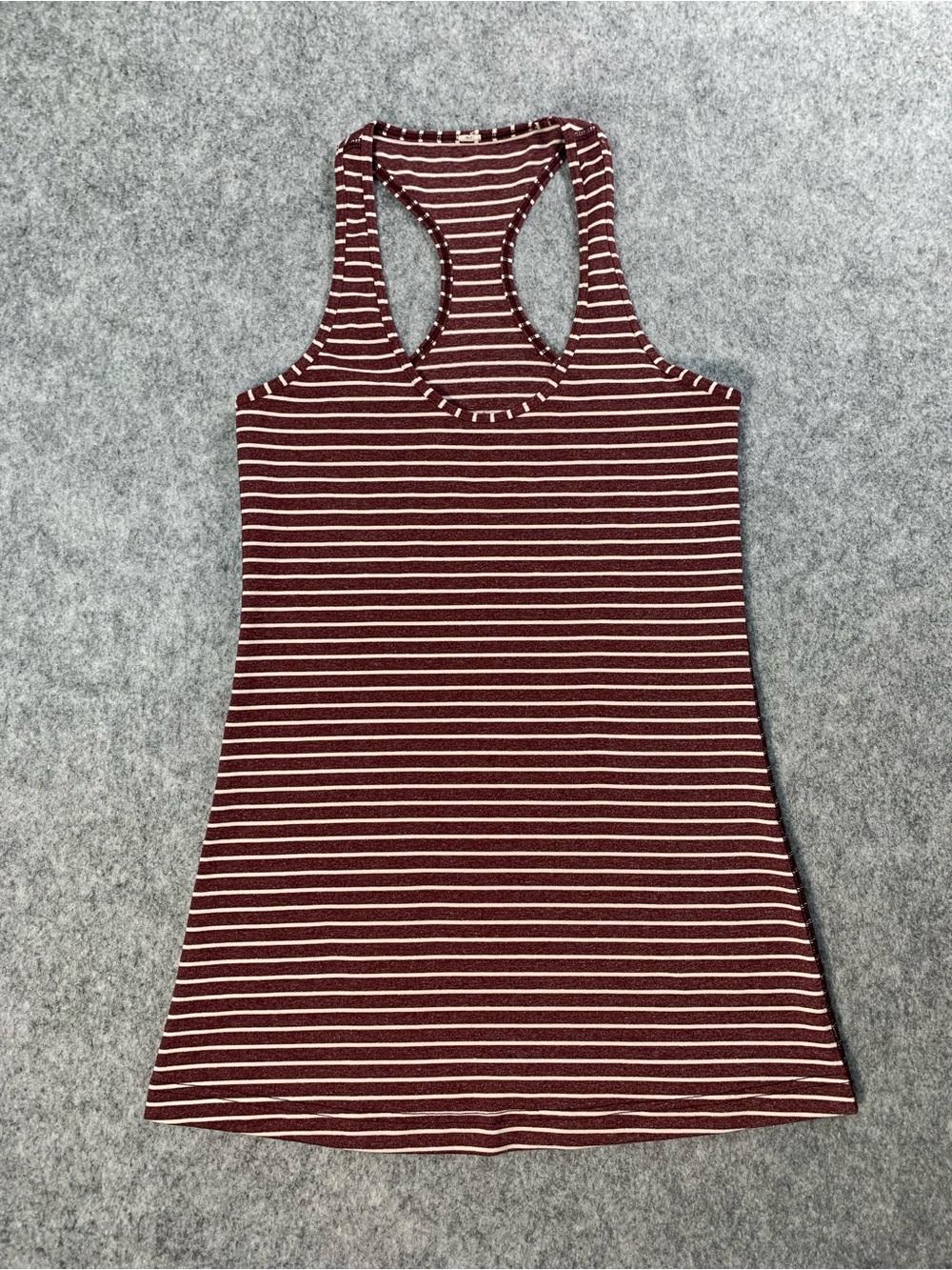 lululemon athletica Maroon and White Striped Racerback Tank